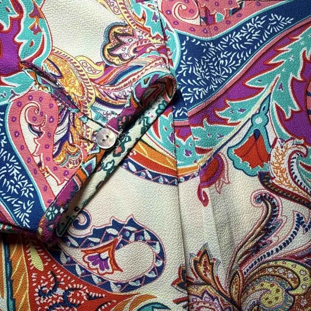 Figueroa & Flower Tunic Dress Womens XL Multicolor Paisley Boho Pocket Shirt EUC